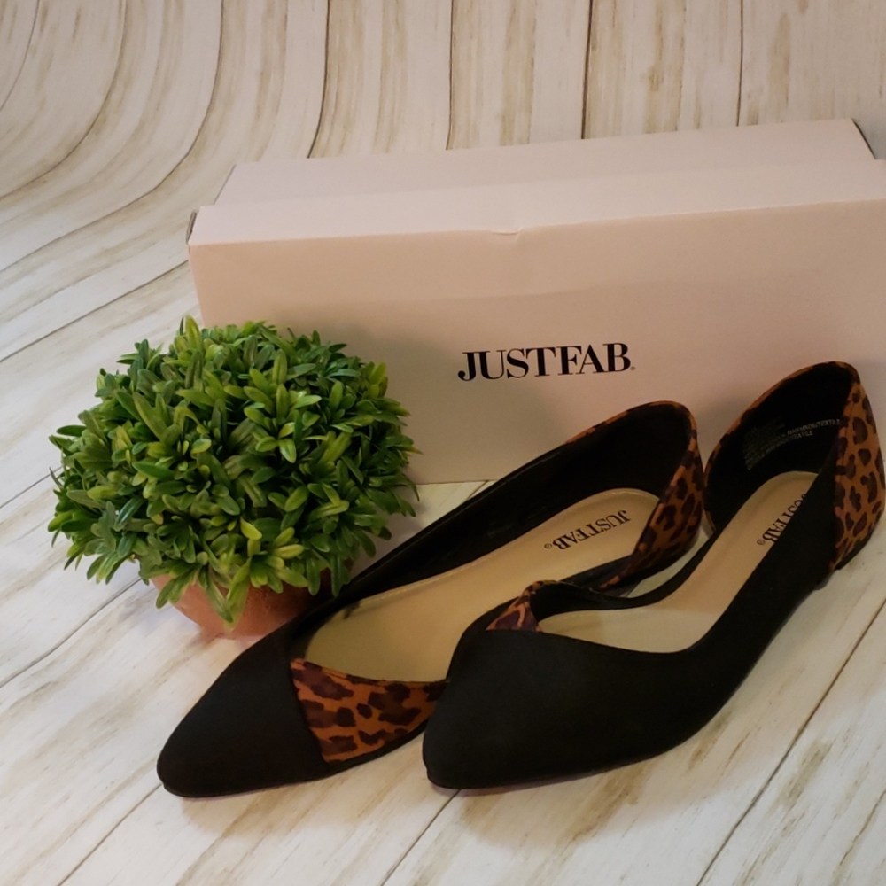 NWT Size 7 New Black an Leopard Flats